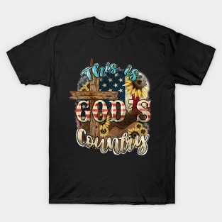 This Is God's USA Country Christian Sunflower American Flag T-Shirt